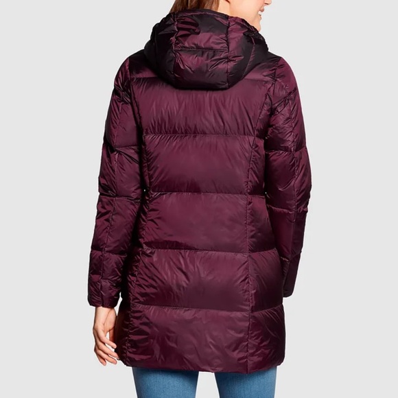 Eddie Bauer Luna Peak Down Parka Hooded Eggplant Coat Women's Small - Picture 2 of 11